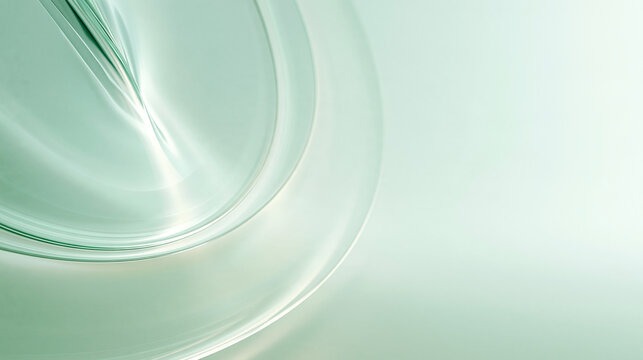 Abstract Mint Green Glass Curves Background with Copy Space