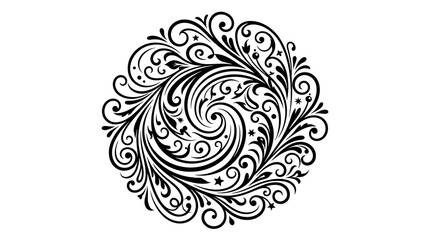Elegant black swirl design on a white background decorative floral flourish for festive occasions © Easy Graphi