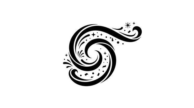 Black festive swirl design on a white background elegant decorative element