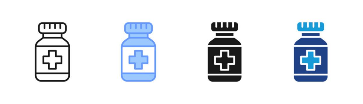 Medicine Bottle icon set multiple style collection