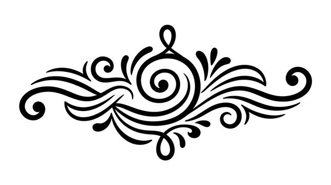 Black festive swirl silhouette on a white background elegant decorative flourish