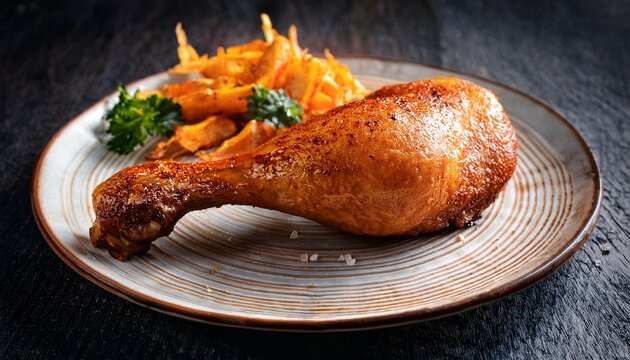golden brown chicken leg with tender meat and crispy skin leg chicken