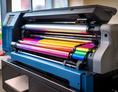 office or professional plotter lag format photocopier or printer with color ribbons for high quality printing services ai generative