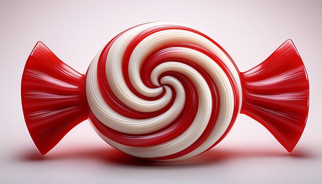 a red and white candy with a spiral design