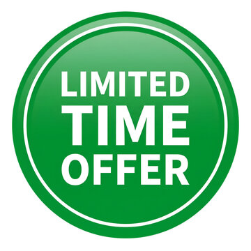 Green Glossy Limited Time Offer Promotional Circle Bage Isolated on Transparent