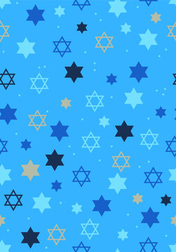 Jewish seamless pattern with confetti and star of David