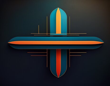 abstract simplified design featuring a top aligned elongated shape against a dark background