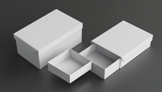 white folding gift box opened and closed gift box 3d rendering mock up