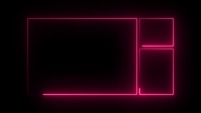 Neon pink glowing ui layout frame, minimalist digital interface border, abstract cyberpunk hud overlay for streaming and gaming