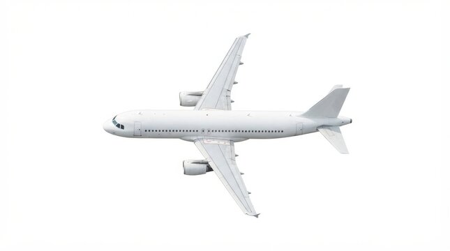 Commercial airplane flying in the sky top view