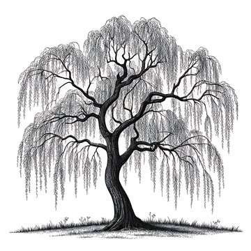 Graceful weeping willow tree with long branches