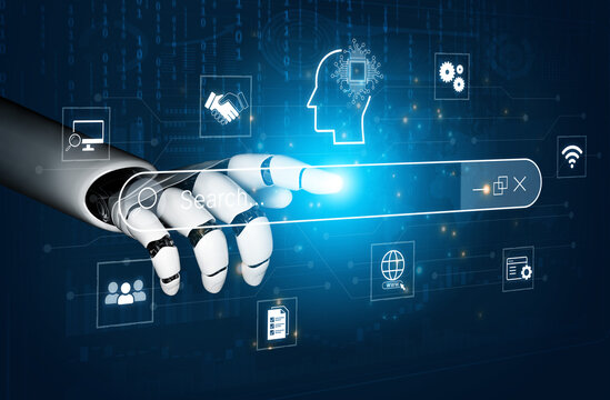 Artificial intelligence AI search concept enabling smarter discovery, recommendations to digital services and knowledge. Generative AI search engine algorithm provide user intent result. Corpus