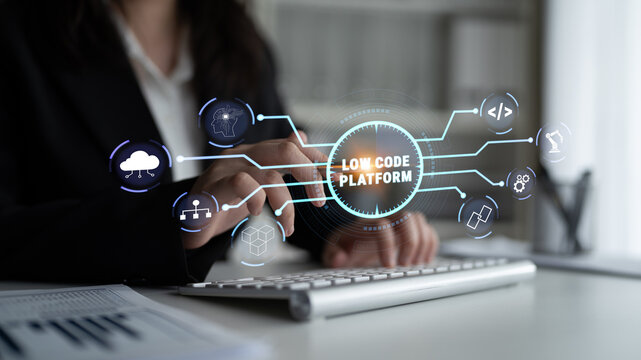 Business Professional Engaging with Low Code Platform Technology for Software Development and Digital Transformation Strategies Quark.