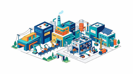 Obraz premium Industrial Factory and Manufacturing Flat Vector Illustration