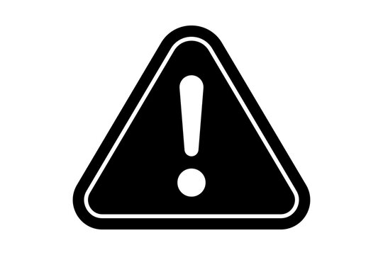 Black Warning Triangle Exclamation Mark Icon for Hazard Alert isolated on transparent background caution danger attention error notification signal security web ui emergency