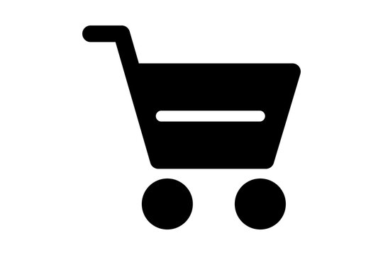 Black Shopping Cart Icon for E-commerce Retail isolated on transparent background store basket checkout market buy purchase trade payment online business web ui application symbol