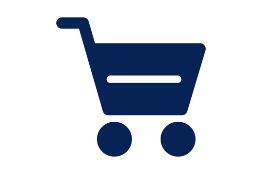 Blue Shopping Cart Icon for E-commerce Retail isolated on transparent background store basket checkout market buy purchase trade payment online business web ui application graphic sign
