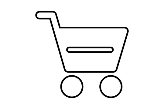 Dark Grey Outline Shopping Cart Icon for E-commerce Retail isolated on transparent background store basket checkout market buy purchase trade payment online business web ui element