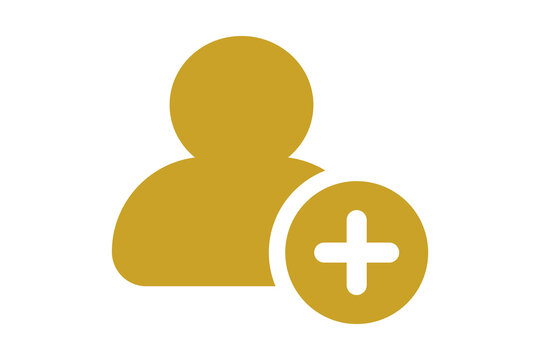 Yellow Add User Profile Avatar Icon for Account Registration isolated on transparent background member follower person client contact graphic digital silhouette symbol web application