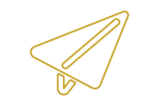 Yellow Outline Paper Plane Send Message Icon for Email Delivery isolated on transparent background airplane flight contact post direct message communication graphic line web ui symbol