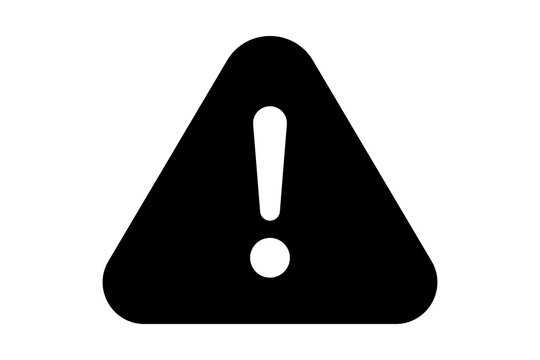 Black Warning Triangle Exclamation Mark Icon for Hazard Alert isolated on transparent background caution danger attention error notification signal security web ui emergency symbol