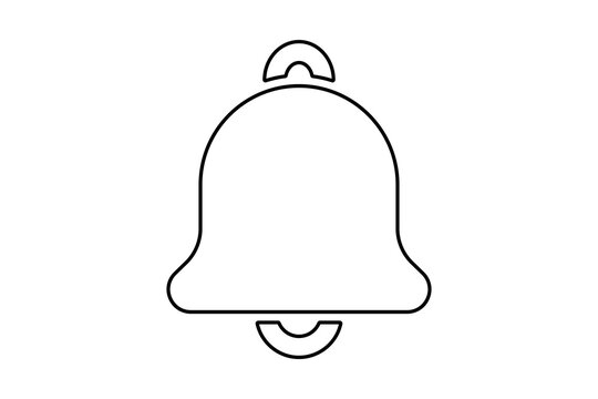 Dark Grey Outline Bell Notification Icon for System Alert isolated on transparent background alarm reminder notice ring message sound attention update modern ui mobile app graphic symbol
