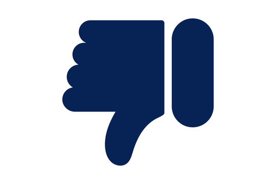 Blue Thumbs Down Dislike Hand Gesture Icon for Negative Feedback isolated on transparent background reject bad vote disapprove rating opinion web application graphic silhouette user UI
