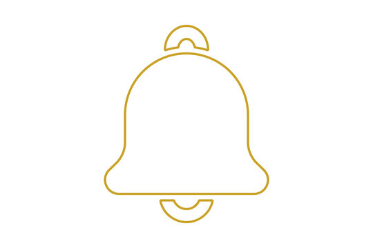 Yellow Outline Bell Notification Icon for System Alert isolated on transparent background alarm reminder notice ring message sound attention update modern ui mobile app graphic symbol