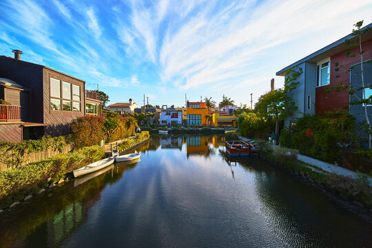 Venice Canal Historic District Waterfront Homes and Boats Los Angeles California