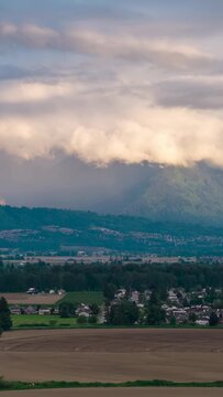 Golden Hour Clouds Over the Fraser Valley and Chilliwack Mountains, British Columbia