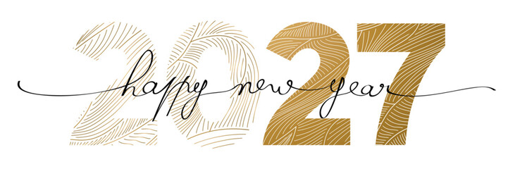 Naklejka premium BONNE ANNÉE 2027 AVEC FEUILLAGE