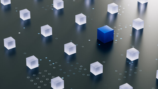 Connected Cubes Forming an Abstract Digital Data Network