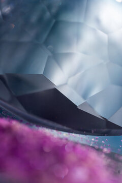 Abstract blue crystal with pink glitter texture background