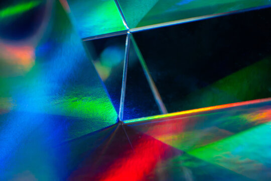 Futuristic abstract prism with colorful reflective light