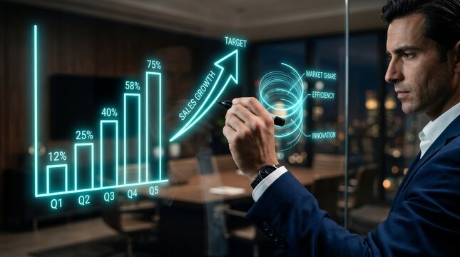 Business professional aligning sales strategies with initiatives to drive efficiency and conversions.