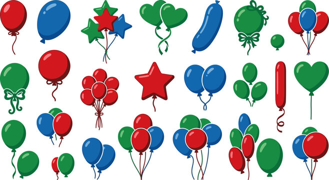 Colorful Balloon Seamless Pattern with Floral Nature Elements Hearts Leaves Fruits and Holiday Decorations Vector Illustration Background Wallpaper