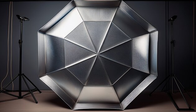 octagonal studio light modifier with reflective silver interior