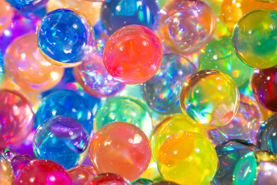 Colorful translucent water bead abstract background