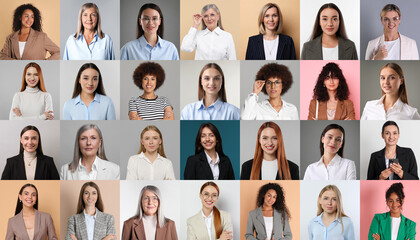 Obraz premium Confident business women. Collection of different portraits