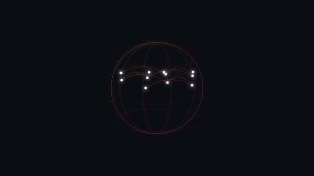 Glowing digital globe wireframes with data points on dark backdrop