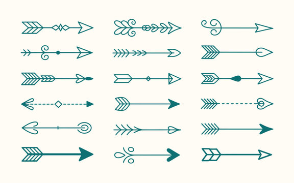 Ornate fancy arrow collection with elegant decorative flourishes and vintage design elements for typography, invitations, stationery, labels, frames, and creative projects
