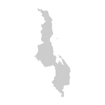 Dotted Malawi Map Vector Silhouette Halftone Pixel Pattern Graphic