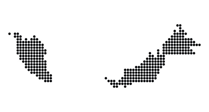 Dotted Malaysia Map Vector Silhouette Halftone Pixel Pattern Graphic