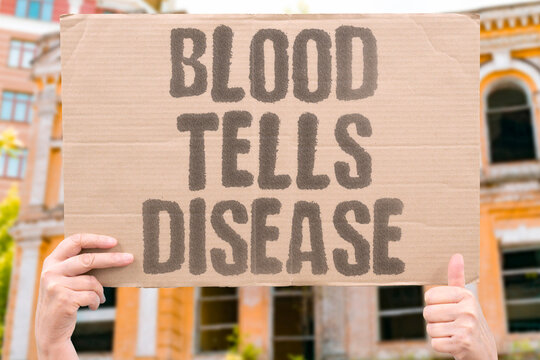 "Blood tells disease" Blood tests reveal cancer, infection, diabetes, and organ dysfunction. BLOOD. TEST. DIAGNOSIS. SCREENING. DETECTION. DISEASE.