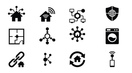 Fototapeta premium Collection of smart home and technology network icons with transparent background