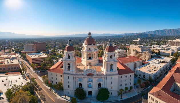 aerial view of downtown pasadena california