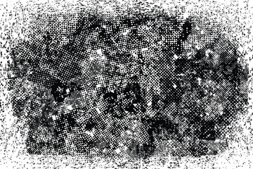 Fototapeta na wymiar Glitch distorted grunge layer . Noise destroyed texture . Trendy defect error shapes . Overlay grunge texture . Distressed effect .Vector shapes with a halftone dots screen print texture. 