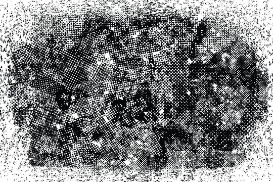 Glitch distorted grunge layer . Noise destroyed texture . Trendy defect error shapes . Overlay grunge texture . Distressed effect .Vector shapes with a halftone dots screen print texture.
