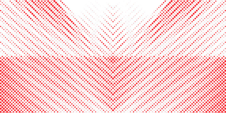 Red diamond halftone pattern with diagonal geometric dots and fading gradient, abstract modern background vector illustration
