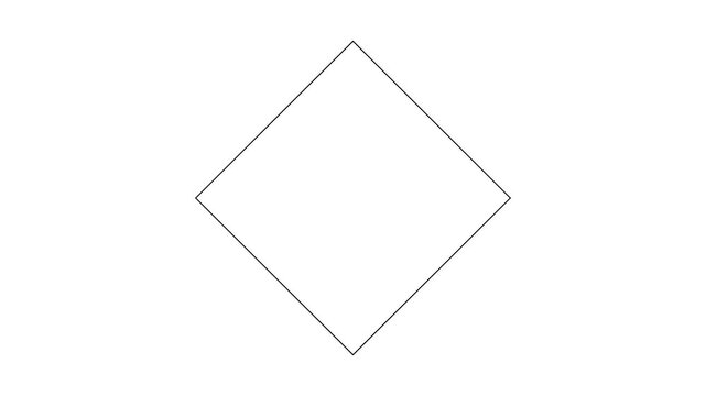Dynamic bold diamond rhombus frame shrink and center collapse loop transition overlay with alpha channel in 4K